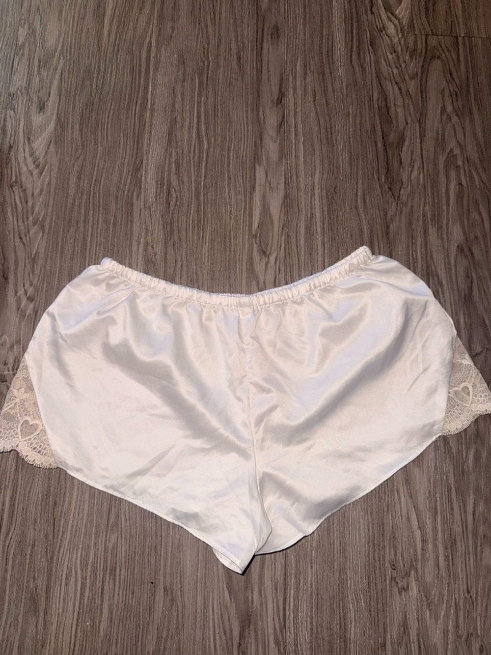 Silky Lace-Trim Sleep Shorts in Cream - Picture 1 of 4